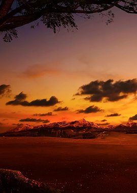 Sunset Landscape And With