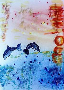 Dolphin under sunset