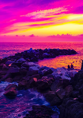 Sunset Over Rocky Coast Ci