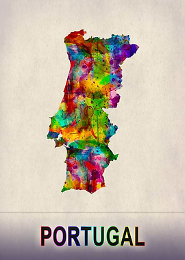 Portugal Map in Watercolor