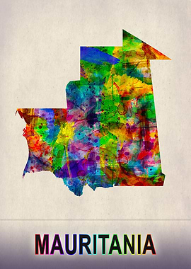 Mauritania Map Watercolor