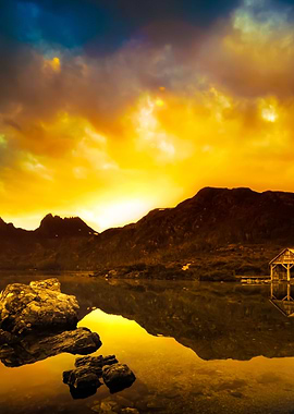 Explosive Lake Sunset