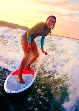 Woman On Surfboard