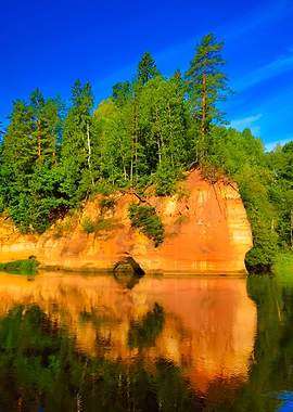 Sandstone Cliffs In Gauja