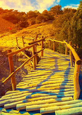 Wooden Bridge In Autumn Pa
