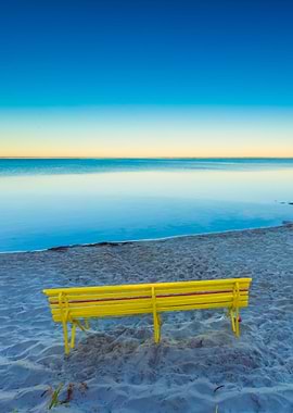 Morning Seascape With Benc