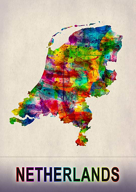 Netherlands Map Watercolor