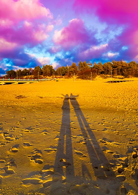 Long Shadows Of Man And Wo