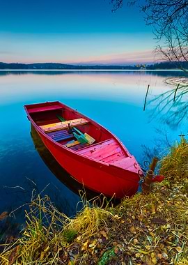Lake Landscape With Boat
