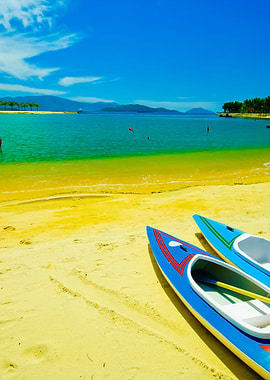 Paddle Boats On White Sand
