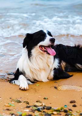 Cute Dog Lying On The Beac