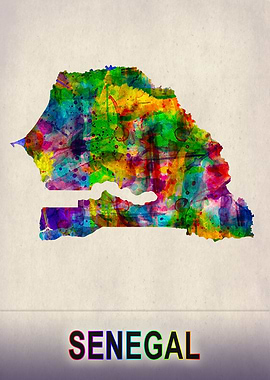 Senegal Map in Watercolor