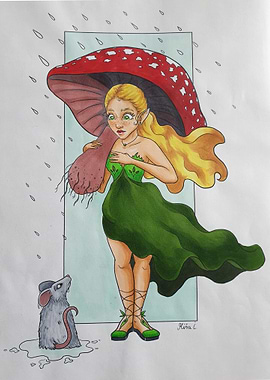 Little elf in the rain