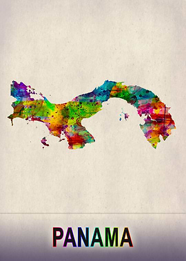 Panama Map in Watercolor