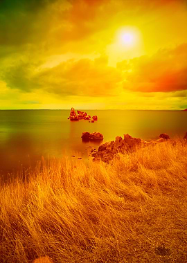 Magic Sunset Over Sea