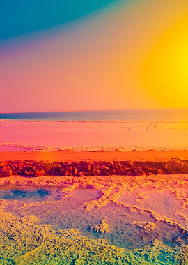 Dead Sea Salt Shore At Sun