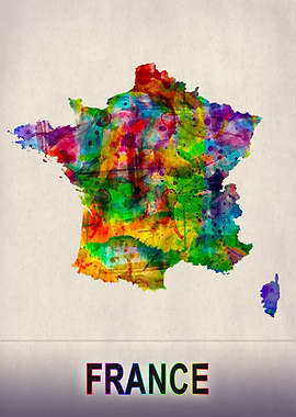 France Map in Watercolor