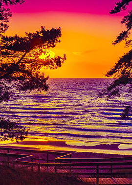 Beautiful Sunset Over Sea