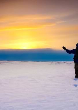 Snow Field With One Man