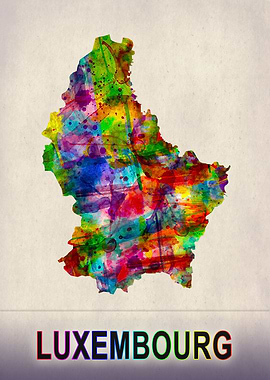 Luxembourg Map Watercolor