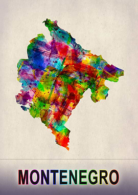 Montenegro Map Watercolor