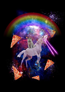 Cat rides Unicorn Space