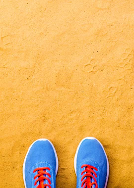 Blue Sports Shoes Laid On