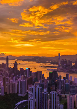 Hong Kong View With Sunset