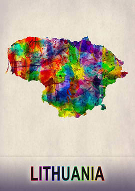 Lithuania Map Watercolor
