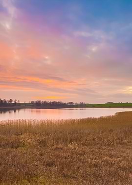 Sunset Sky Over Autumnal L