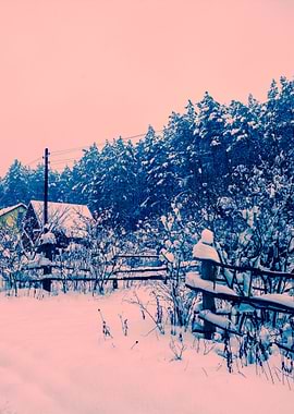 Snowy Winter Rural Landsca
