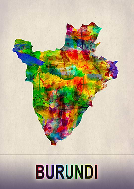 Burundi Map in Watercolor