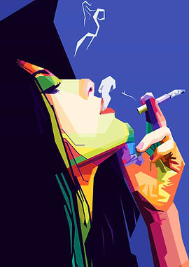Women with smoke popart