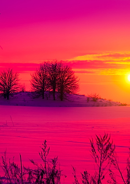 Beautiful Pink Sunset Over