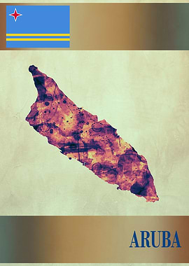 Aruba Map with Flag