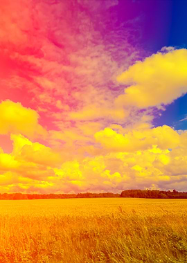 Sinrise Over Field With Cl