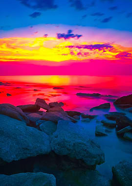 Sunset Over Rocky Coast