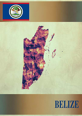 Belize Map with Flag