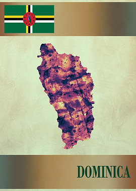 Dominica Map with Flag