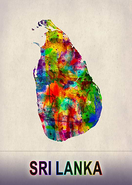 Sri Lanka Map Watercolor
