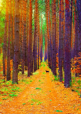 Pine Forest In Autumn