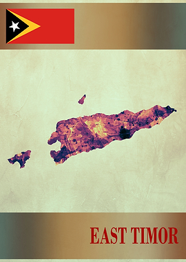 East Timor Map with Flag