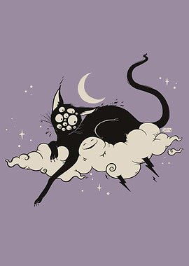 Strange Cat On Cloud