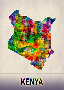 Kenya Map in Watercolor