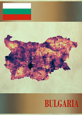 Bulgaria Map with Flag