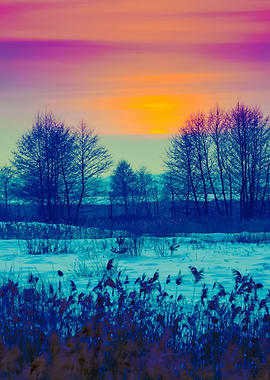 Beautiful Winter Sunset Ov