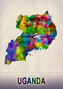 Uganda Map in Watercolor
