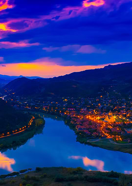 Night Panoramic View Of Mt