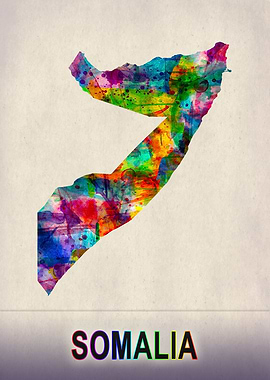 Somalia Map in Watercolor