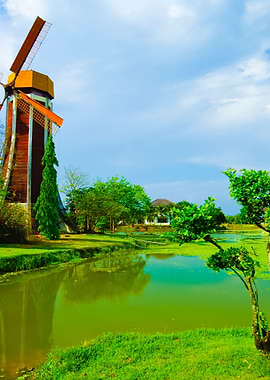 Wind Turbine And Blue Clea